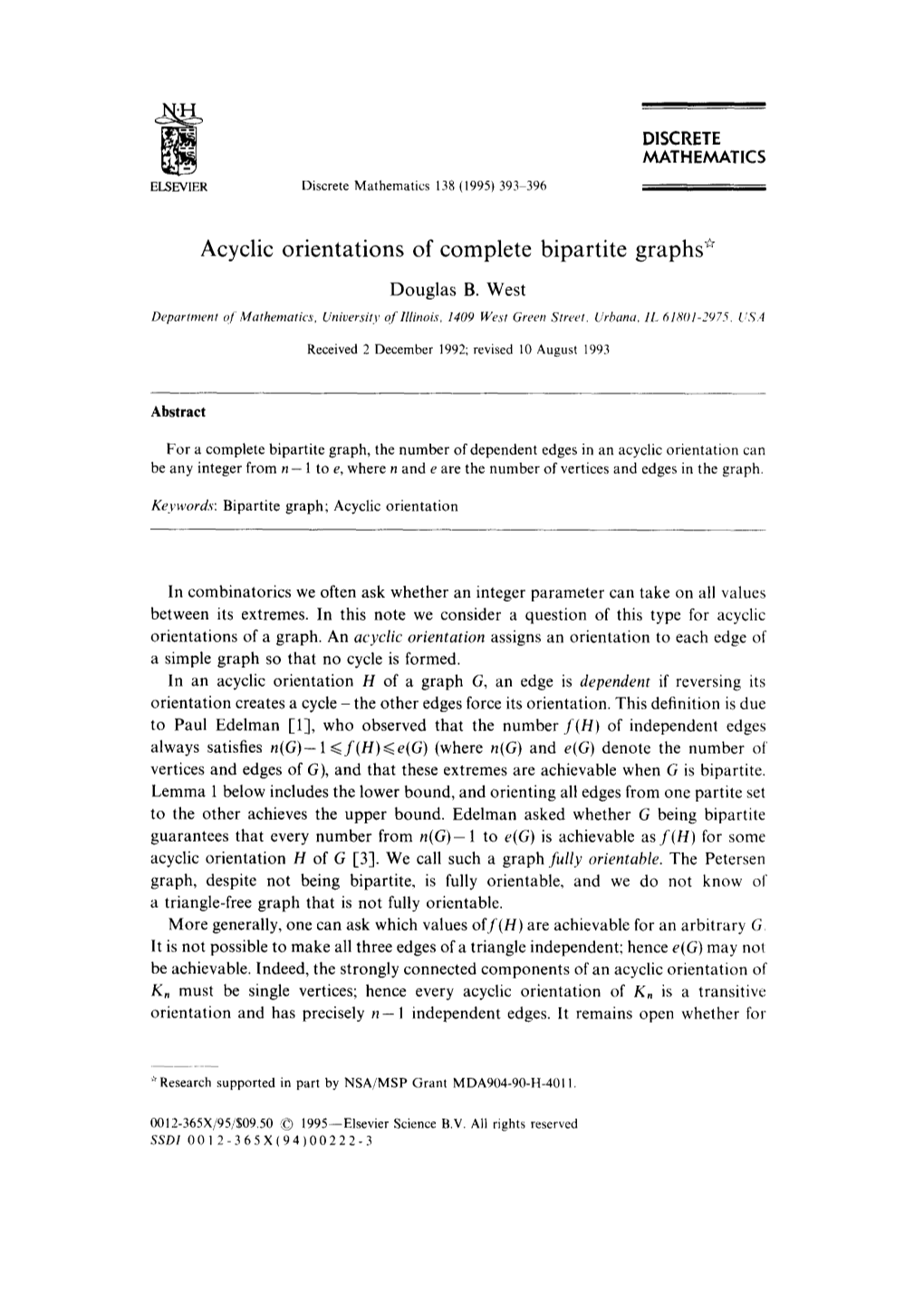 Acyclic Orientations of Complete Bipartite Graphs