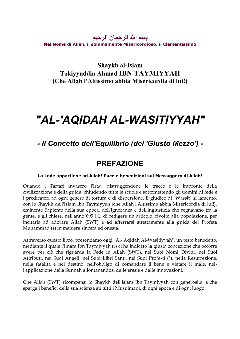 Aqidah Al-Wasitiyyah"