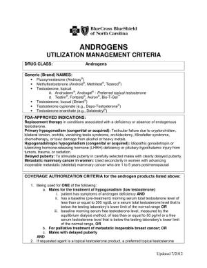 Androgens Utilization Management Criteria