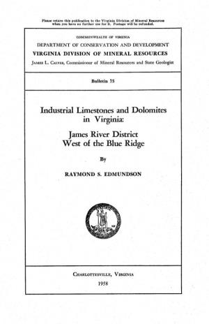 Industrial Limestones and Dolomites in Virginia