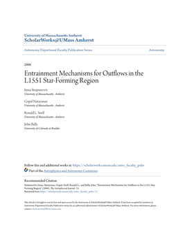 Entrainment Mechanisms for Outflows in the L1551 Star-Forming Region Irena Stojimirovív University of Massachusetts - Amherst