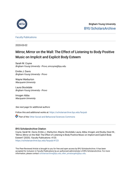 Mirror, Mirror on the Wall: the Effect of Listening to Body Positive Music on Implicit and Explicit Body Esteem