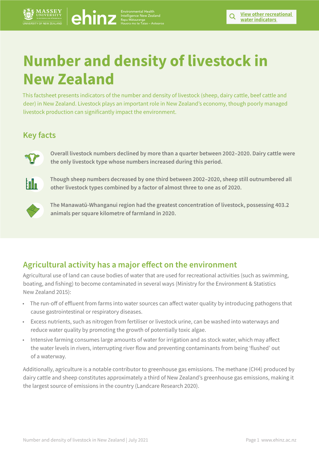 Number and Density of Livestock in New Zealand