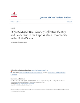 Gender, Collective Identity and Leadership in the Cape Verdean Community in the United States Terza Alice Silva Lima-Neves