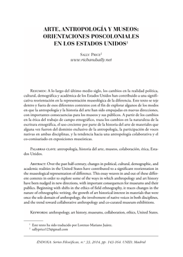 Arte, Antropología Y Museos: Orientaciones Poscoloniales En Los Estados Unidos1