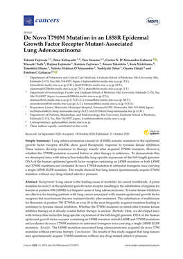 De Novo T790M Mutation in an L858R Epidermal Growth Factor Receptor Mutant-Associated Lung Adenocarcinoma