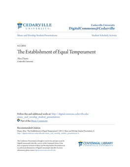The Establishment of Equal Temperament Alisa Daum Cedarville University