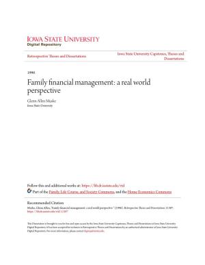 Family Financial Management: a Real World Perspective Glenn Allen Muske Iowa State University