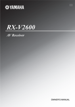 RX-V2600 U-Cv.Fm Page 1 Friday, August 5, 2005 7:38 PM