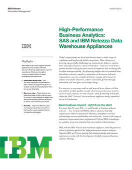 SAS and IBM Netezza Data Warehouse Appliances