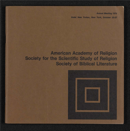 Society for the Scientific Study of Religion Society of Biblical Literature