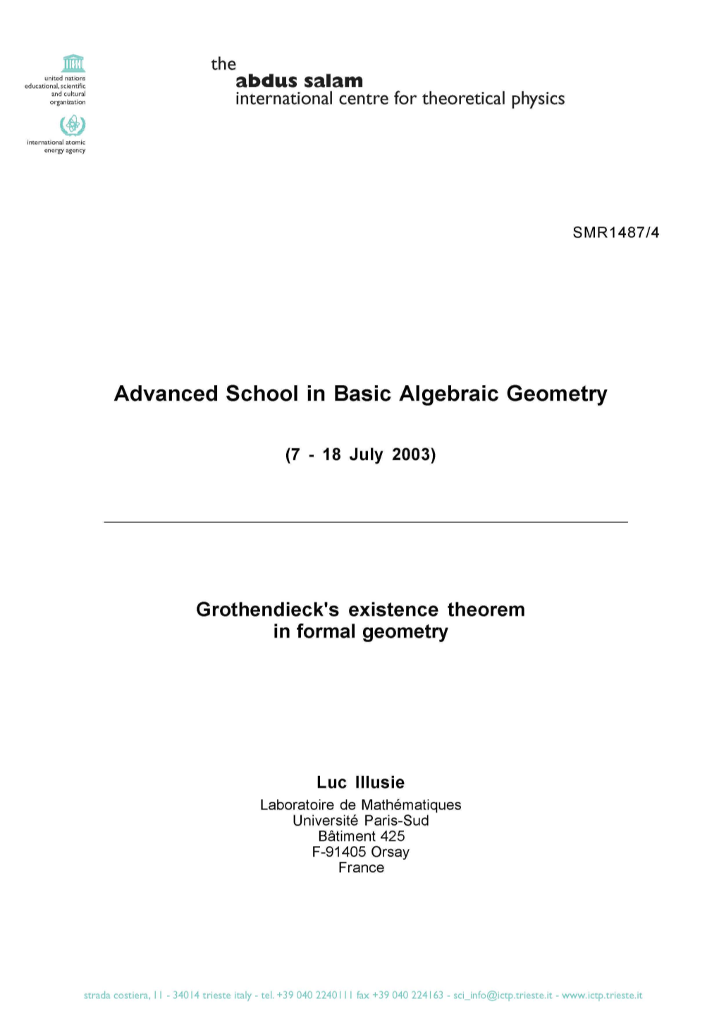 Grothendieck's Existence Theorem in Formal Geometry