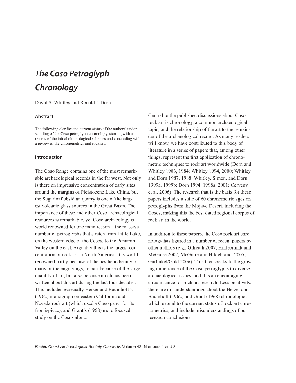 The Coso Petroglyph Chronology