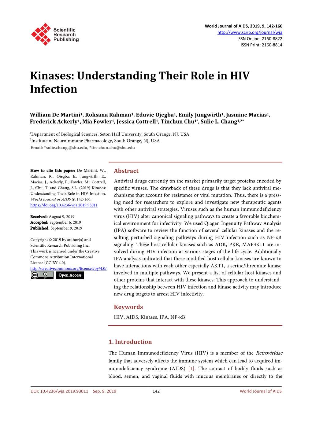 Kinases: Understanding Their Role in HIV Infection