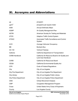 XI. Acronyms and Abbreviations