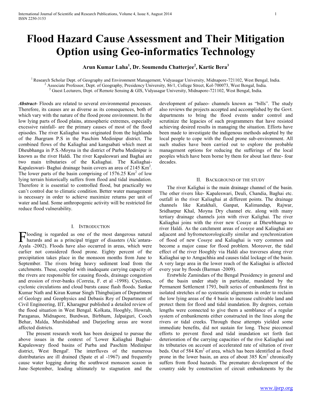 Flood Hazard Cause Assessment and Their Mitigation Option Using Geo-Informatics Technology