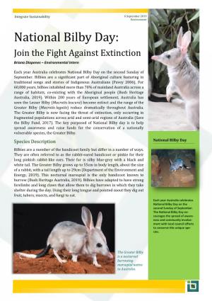National Bilby Day: Join the Fight Against Extinction Briana Diopenes – Environmental Intern