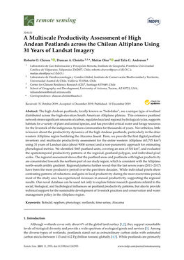 A Multiscale Productivity Assessment of High Andean Peatlands Across the Chilean Altiplano Using 31 Years of Landsat Imagery