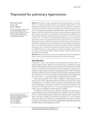Treprostinil for Pulmonary Hypertension