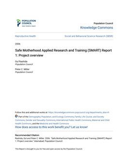 Safe Motherhood Applied Research and Training (SMART) Report 1: Project Overview