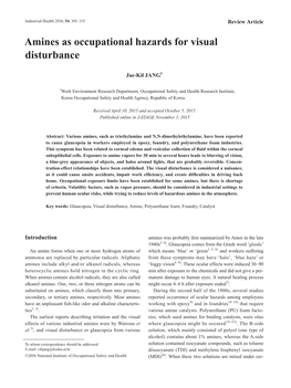 Amines As Occupational Hazards for Visual Disturbance