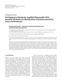 Development of Randomly Amplified Polymorphic DNA Based SCAR