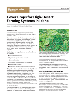 Cover Crops for High-Desert Farming Systems in Idaho