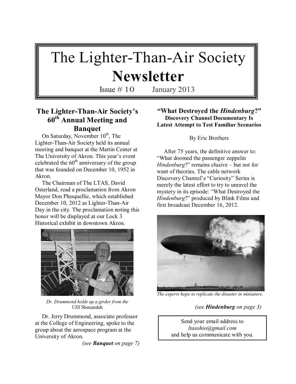 The Lighter-Than-Air Society Newsletter Issue # 10 January 2013