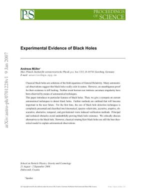 Experimental Evidence of Black Holes Andreas Müller