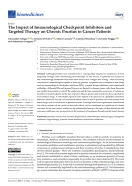 The Impact of Immunological Checkpoint Inhibitors and Targeted Therapy on Chronic Pruritus in Cancer Patients