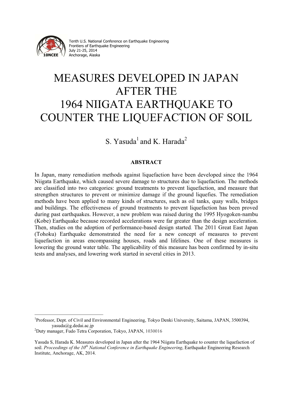 Measures Developed in Japan After the 1964 Niigata Earthquake to Counter the Liquefaction of Soil