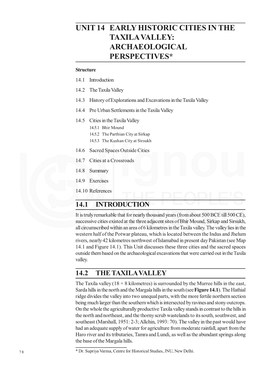 Unit 14 Early Historic Cities in the Taxila Valley: Archaeological Perspectives*