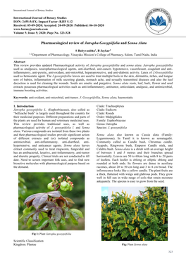 Pharmacological Review of Jatropha Gossypiifolia and Senna Alata