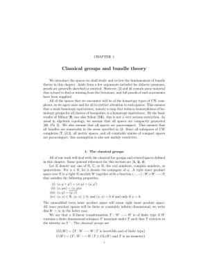 Classical Groups and Bundle Theory