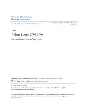 Robert Burns: 1759-1796 University Libraries--University of South Carolina