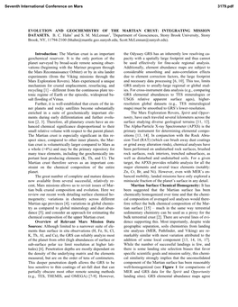 Evolution and Geochemistry of the Martian Crust: Integrating Mission Datasets