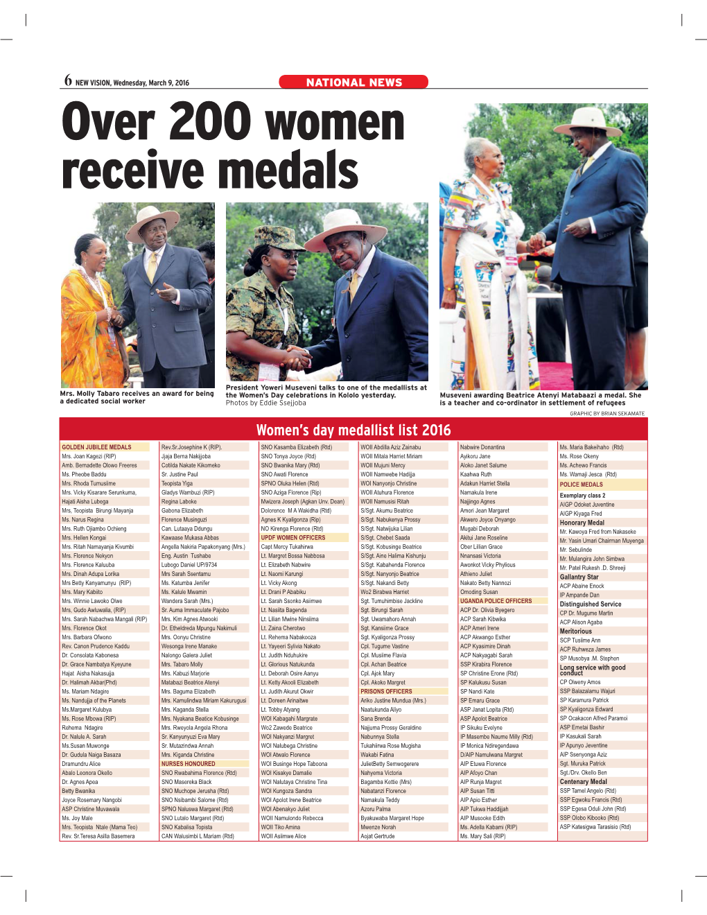 Over 200 Women Receive Medals