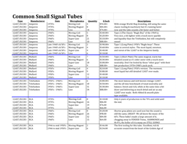 Common Small Signal Tubes