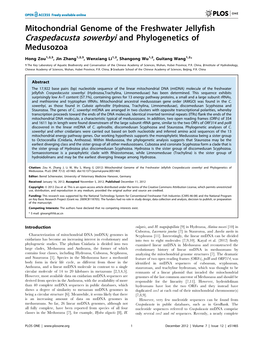 Craspedacusta Sowerbyi and Phylogenetics of Medusozoa