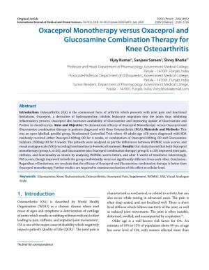 Oxaceprol Monotherapy Versus Oxaceprol and Glucosamine Combination Therapy for Knee Osteoarthritis