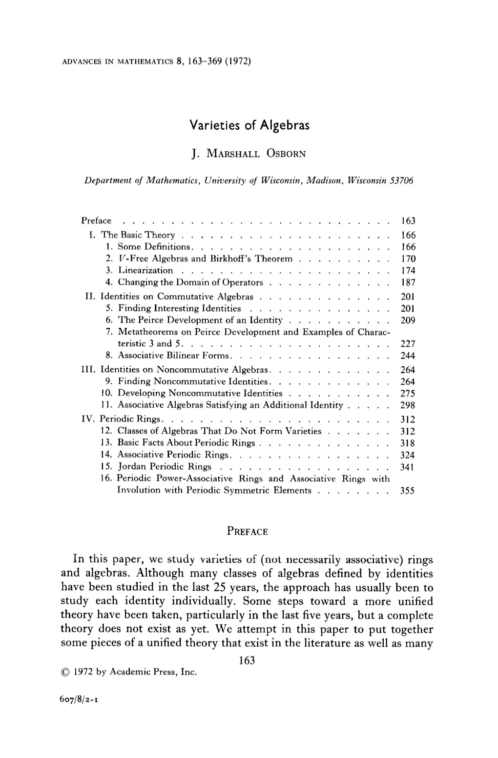 Varieties of Algebras