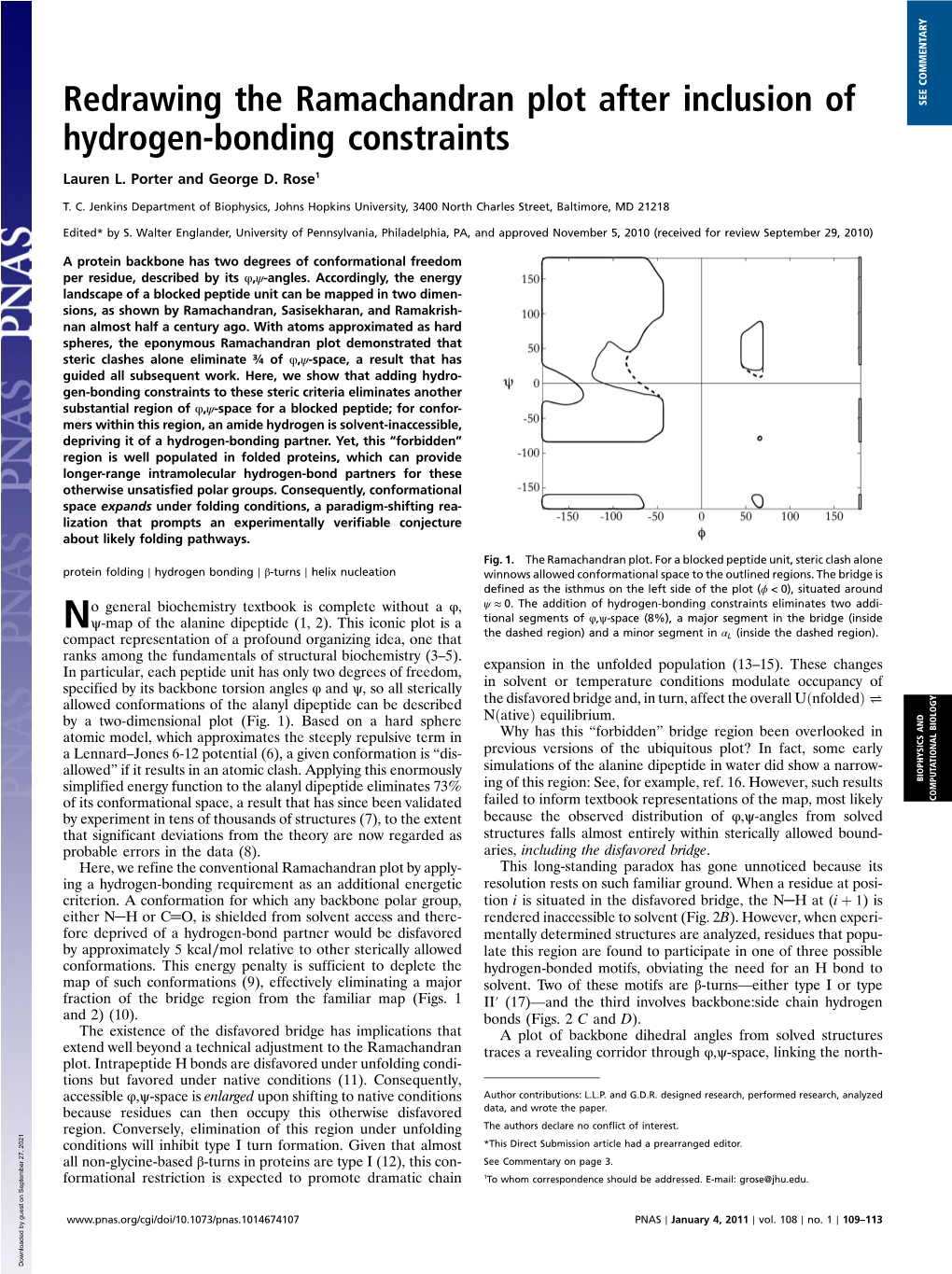 Redrawing the Ramachandran Plot After Inclusion of Hydrogen-Bonding