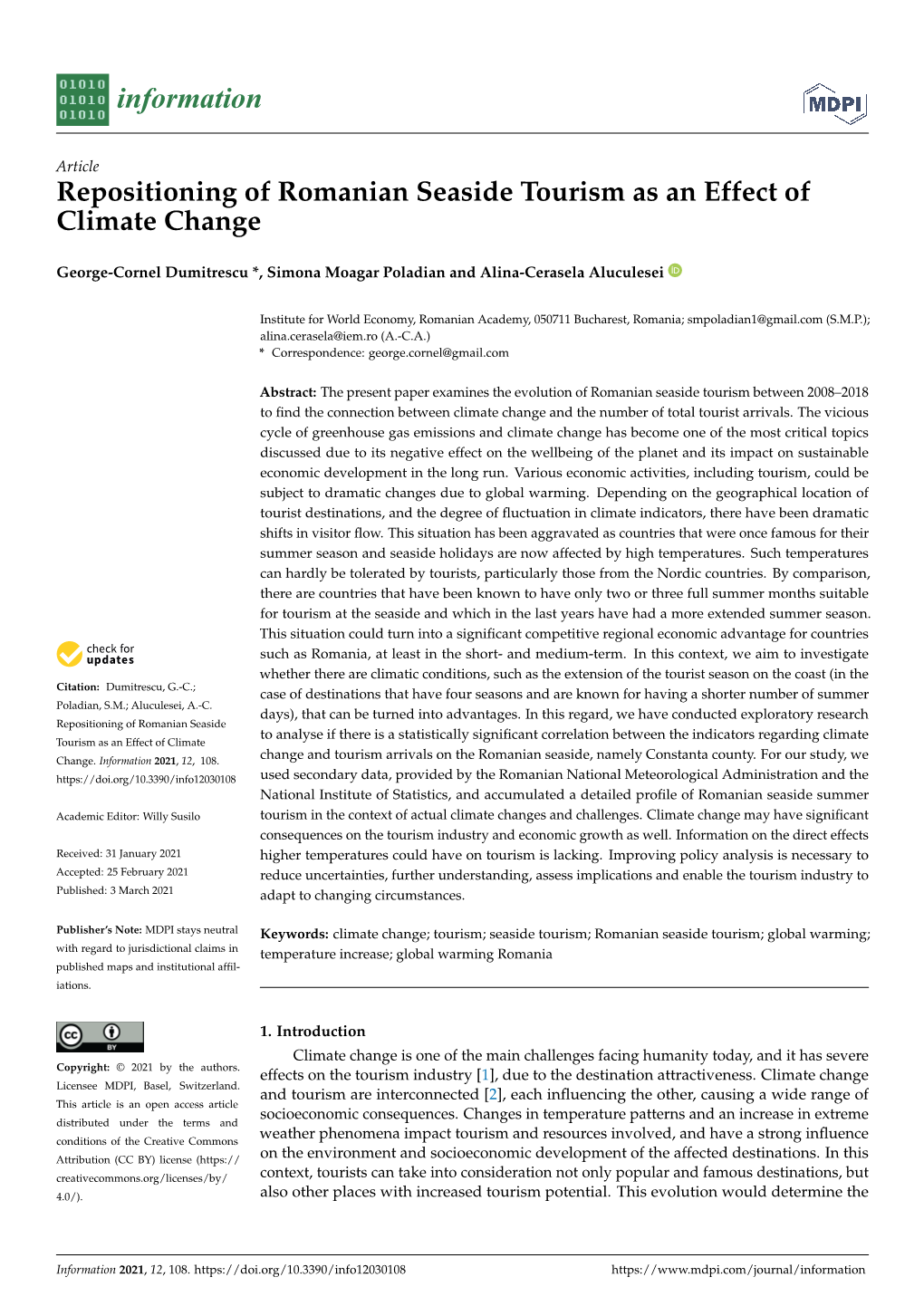 Repositioning of Romanian Seaside Tourism As an Effect of Climate Change