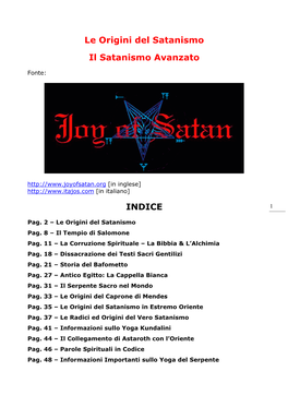 Origini Del Satanismo E Satanismo Avanzato
