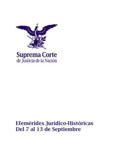 Efemérides Jurídico-Históricas Del 7 Al 13 De Septiembre