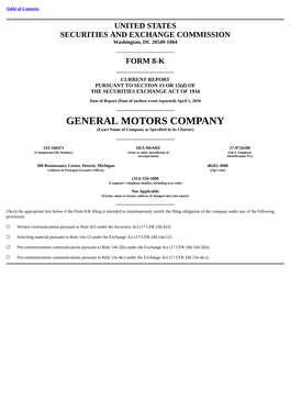 GENERAL MOTORS COMPANY (Exact Name of Company As Specified in Its Charter)