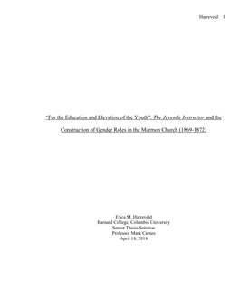 “For the Education and Elevation of the Youth”: the Juvenile Instructor and The