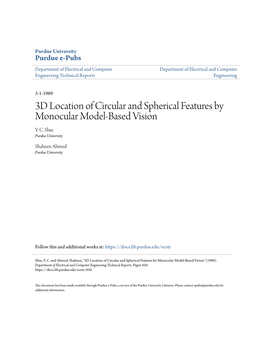 3D Location of Circular and Spherical Features by Monocular Model-Based Vision Y