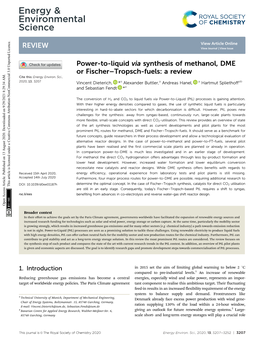 Power-To-Liquid Via Synthesis of Methanol, DME Or Fischer&#X2013