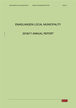 Emadlangeni Local Municipality 2016/17 Annual